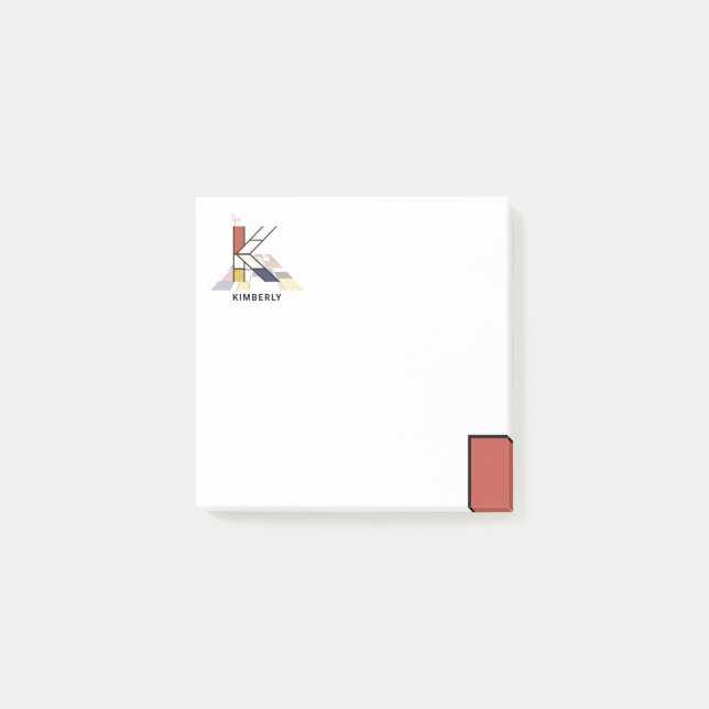 Post-it® Monogramme d'art moderne unique. Lettre K (Devant)