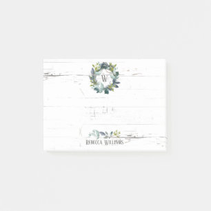 Post-it® Monogramme de couronne de laurier d'aquarelle russ