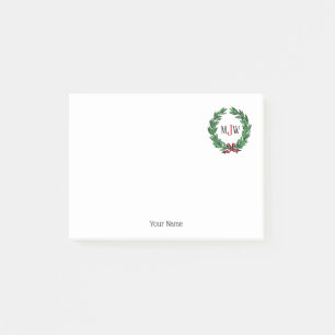 Post-it® Monogramme de couronne de Noël stylisé vintage
