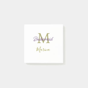 Post-it® Monogramme de la tribu de la mariée simple en or p