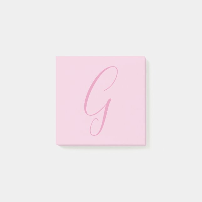 Post-it® Monogramme de lettre initiale rose clair chic uni (Devant)