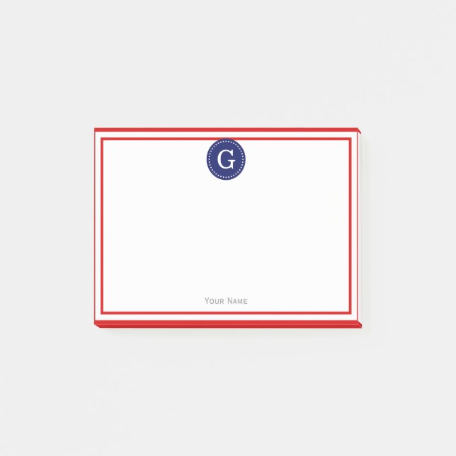 Post-it® Monogramme de marine 1I encadré rouge (Devant)