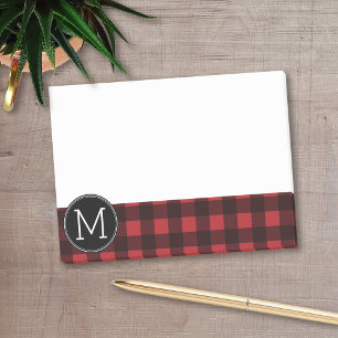 Post-it® Monogramme de Motif de Buffle Noir Rouge Rustique