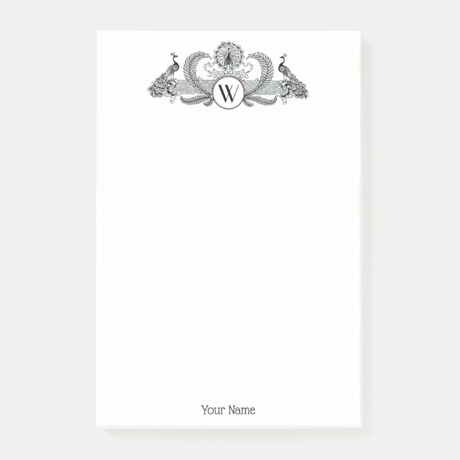 Post-it® Monogramme de Peacocks vintages (Devant)