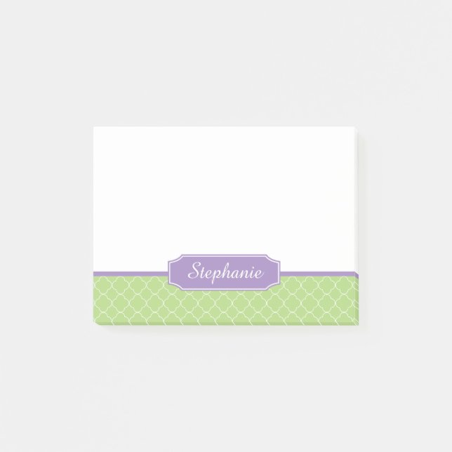 Post-it® Monogramme de Quatrefoil vert ressort (Devant)