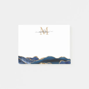 Post-it® Monogramme de script chic féminin de la Marine Blu