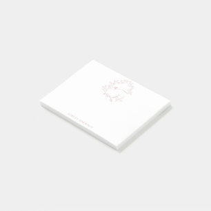 Post-it® Monogramme de script minimaliste Nom Blush Dusty R