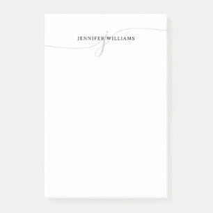 Post-it® Monogramme de script noir gris chic et minimaliste