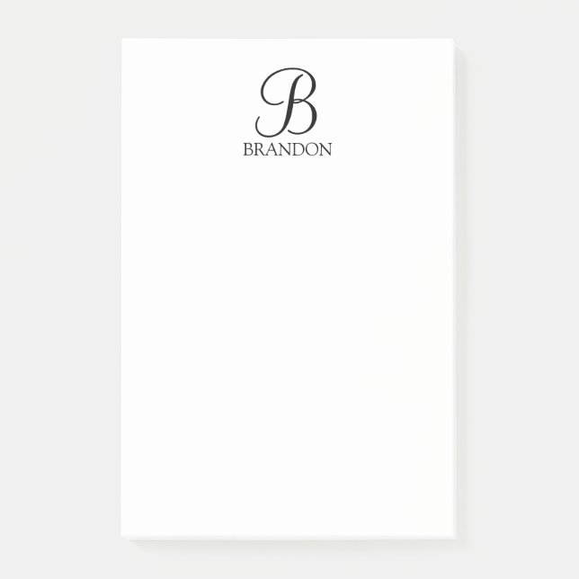 Post-it® Monogramme de script personnalisé et Bloc-notes de (Devant)