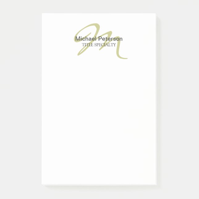 Post-it® Monogramme de script sophistiqué initial moderne (Devant)