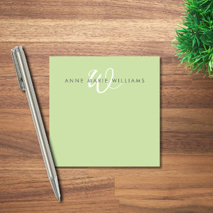 Post-it® Monogramme de style moderne vert clair blanc