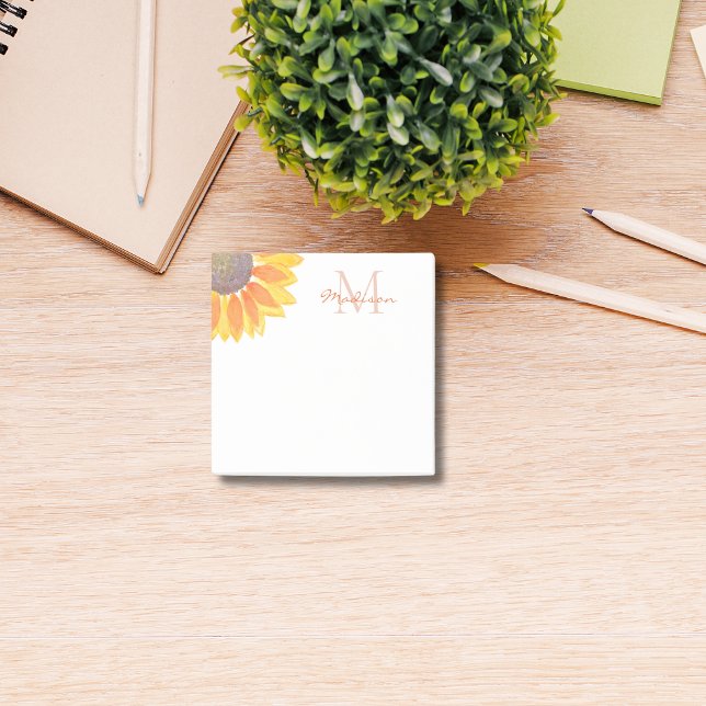 Post-it® Monogramme de tournesol (Créateur téléchargé)