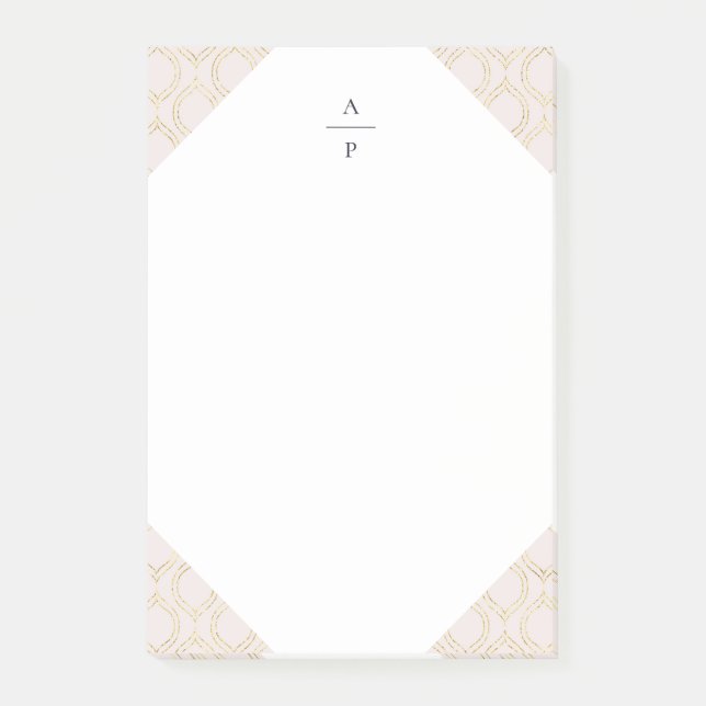 Post-it® Monogramme d'oignon rose et or (Devant)