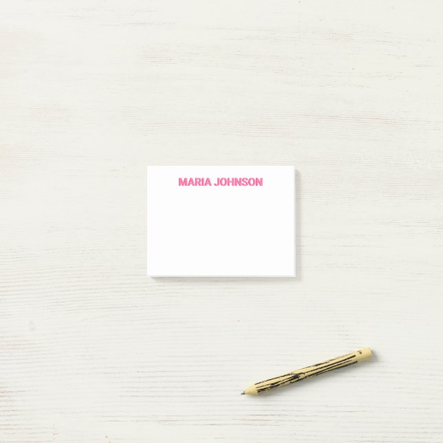 Post-it® Monogramme d'ombre personnalisé rose initial (Sur un bureau)