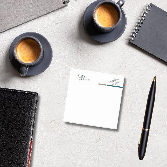 Post-it® Monogramme d'or bleu simple (Créateur téléchargé)