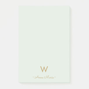 Post-it® Monogramme d'or moderne Sage Green