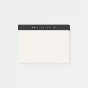Post-it® Monogramme Élégant Minimaliste Noir et Ivoire