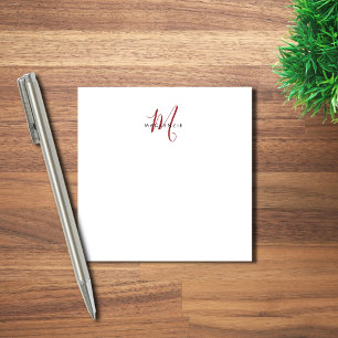 Post-it® Monogramme élégant moderne blanc rouge écriture