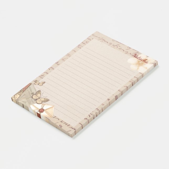 Post-it® Monogramme élégant rustique papier à gratter vinta (Incliné)
