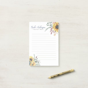 Post-it® Monogramme Elégant tournesol rustique Enseignant e