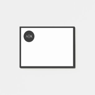 Post-it® Monogramme en cercle noir et blanc simple