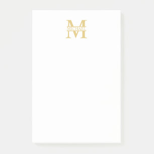 Post-it® Monogramme et nom d'or personnalisé