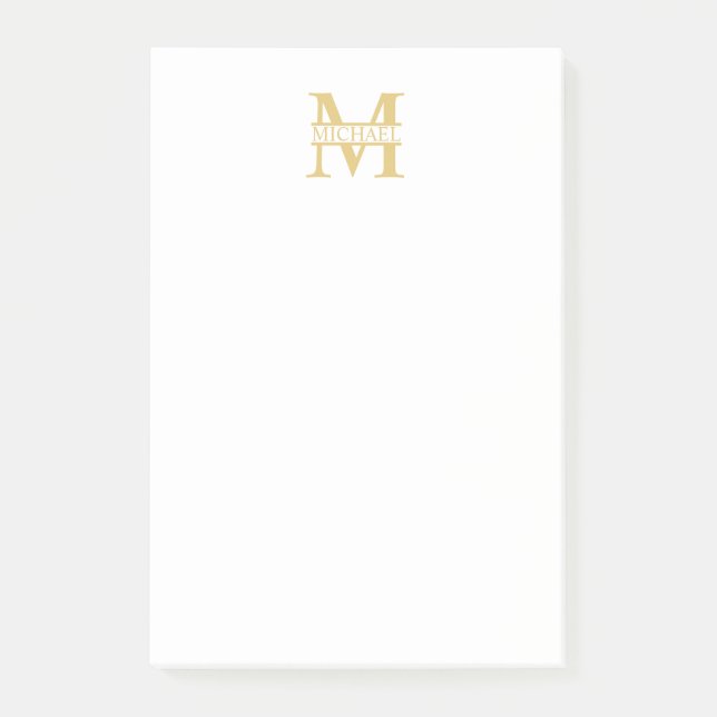 Post-it® Monogramme et nom d'or personnalisé (Devant)