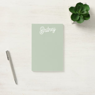 Post-it® Monogramme et nom personnalisés de Sage Vert moder