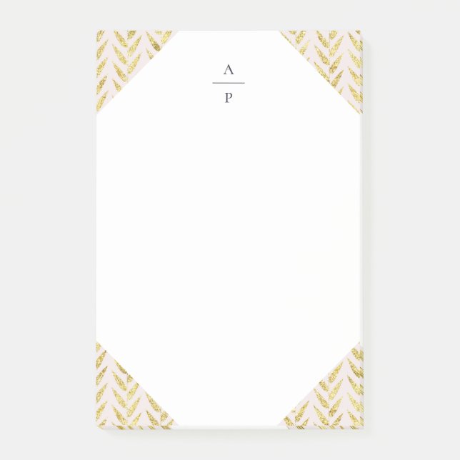Post-it® Monogramme feuille rose et or (Devant)
