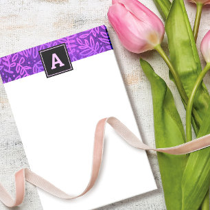 Post-it® Monogramme feuille violet feuillage motif moderne 