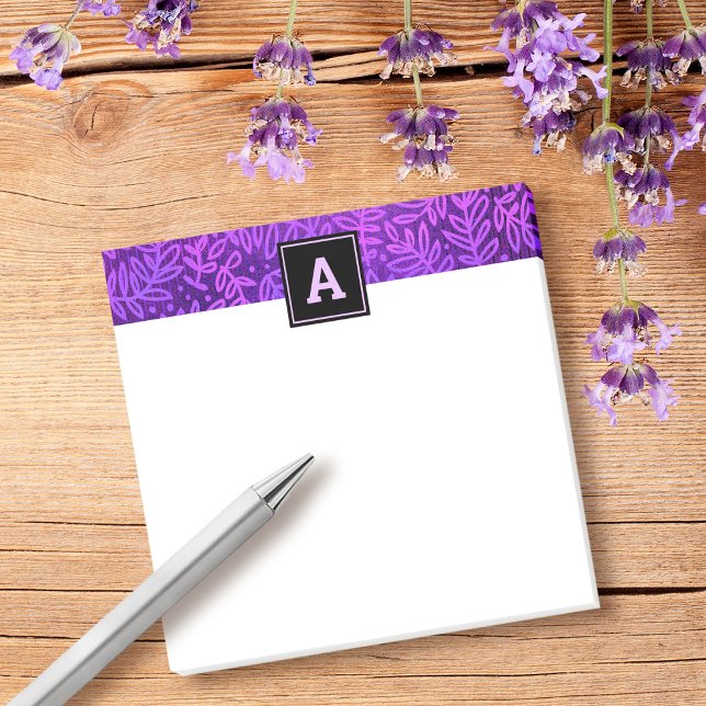 Post-it® Monogramme feuille violet feuillage motif simple m (Créateur téléchargé)