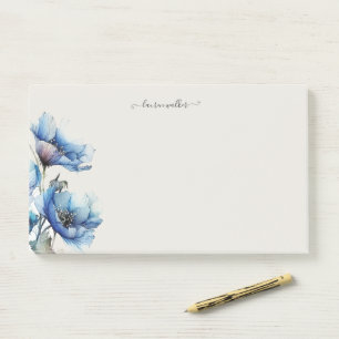 Post-it® Monogramme floral de Poppy bleu
