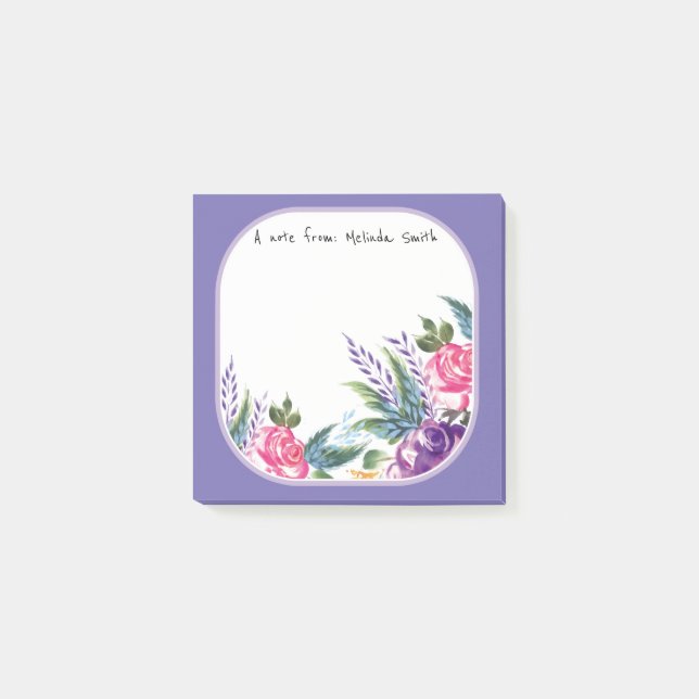 Post-it® Monogramme floral féminin tendance Sticky Notepads (Devant)