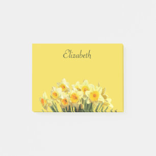 Post-it® Monogramme floral jaune Daffodique Nom 4x3