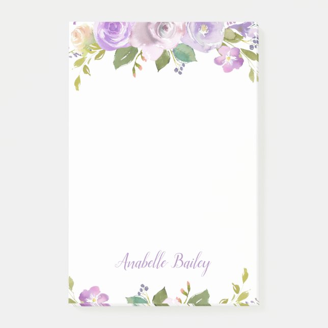 Post-it® Monogramme floral Lilac personnalisé (Devant)