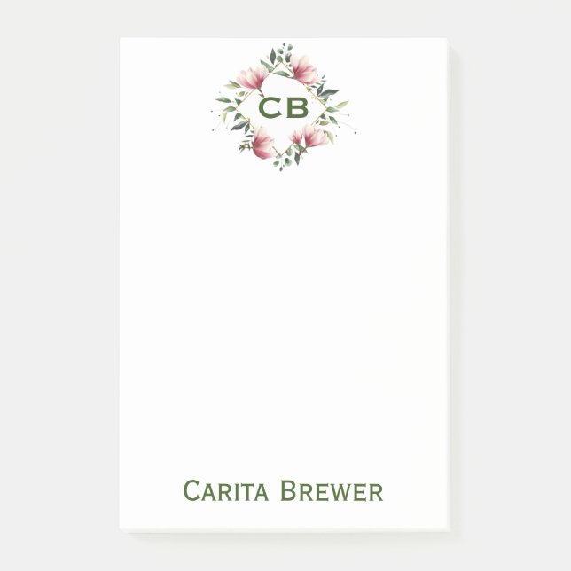 Post-it® Monogramme floral Post-It Notes (Devant)