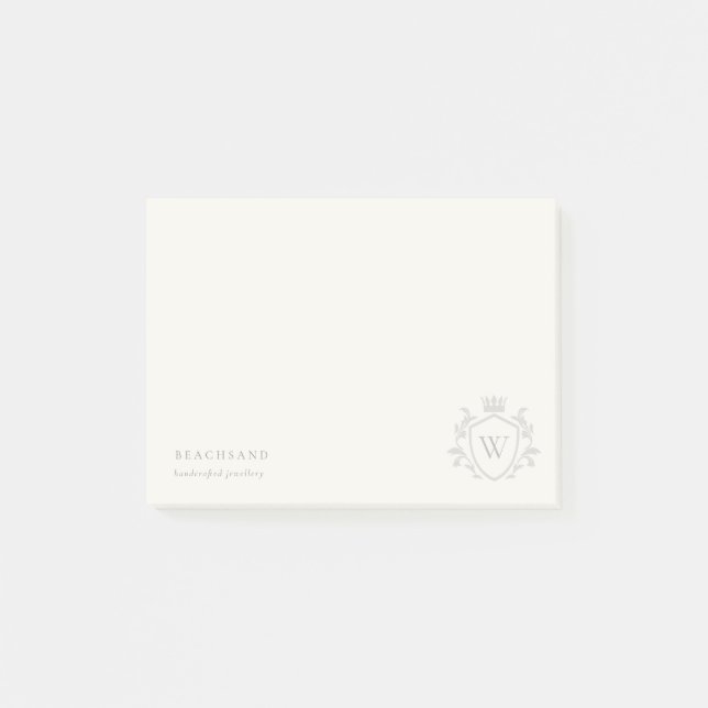 Post-it® Monogramme gris élégant classique Cimier de couron (Devant)