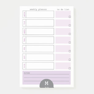 Post-it® Monogramme Hebdomadaire Planificateur Lilac Notes