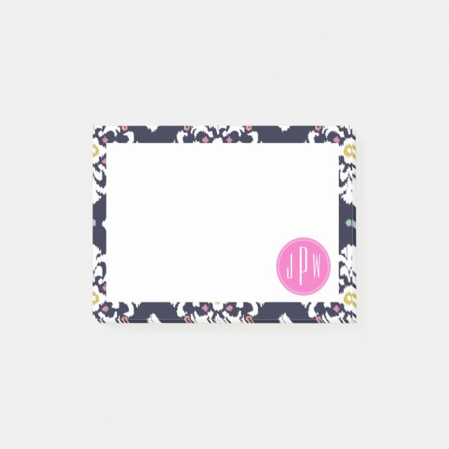 Post-it® Monogramme Ikat et rose (Devant)