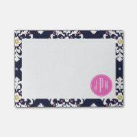 Monogramme Ikat et rose