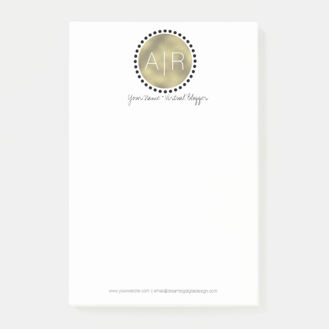 Post-it® Monogramme initial cercle en feuille simulée moder (Devant)