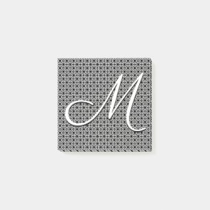 Post-it® Monogramme initial géométrique noir et blanc