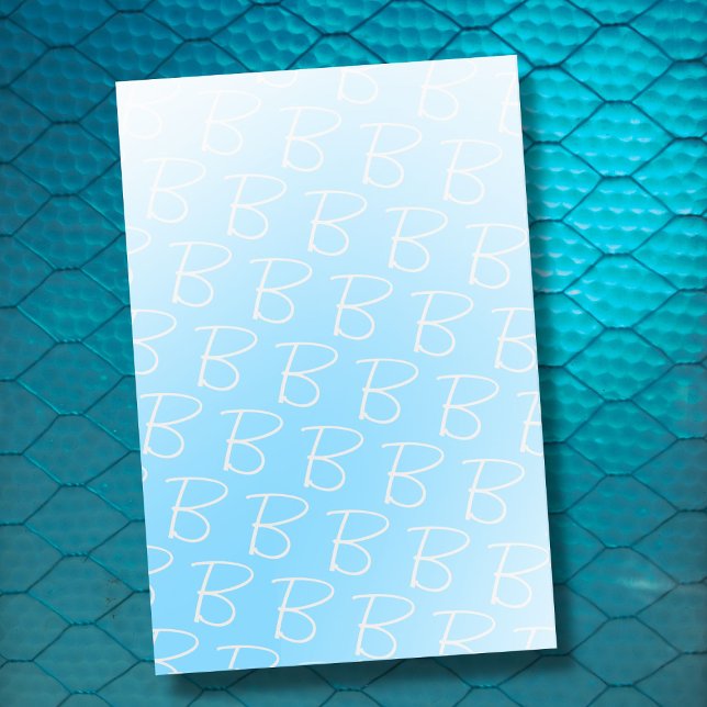 Post-it® Monogramme initial pastel bleu dégradé moderne chi (Créateur téléchargé)
