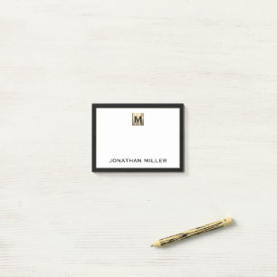 Post-it® Monogramme métallique brossé personnalisé noir bla