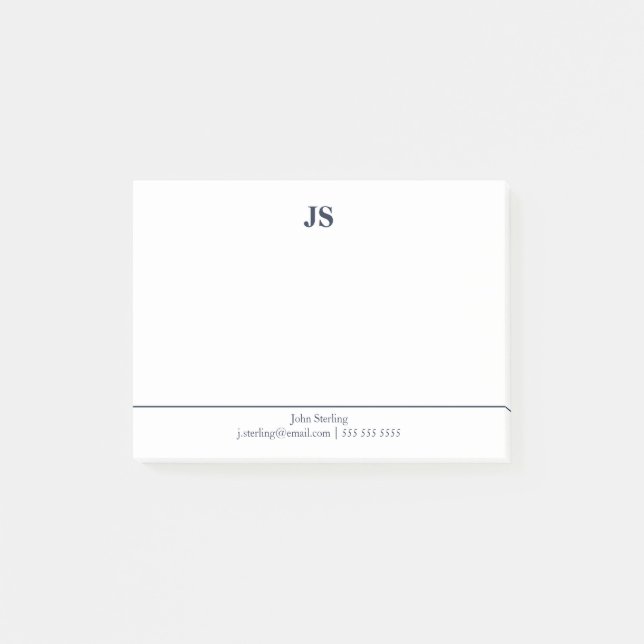 Post-it® Monogramme minimaliste bleu foncé (Devant)