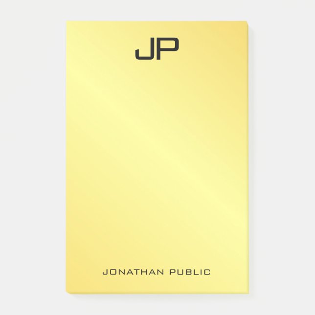 Post-it® Monogramme Modèle initial Gold Look Vertical (Devant)