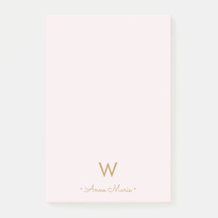 Post-it® Monogramme moderne Blush Pink Gold Script