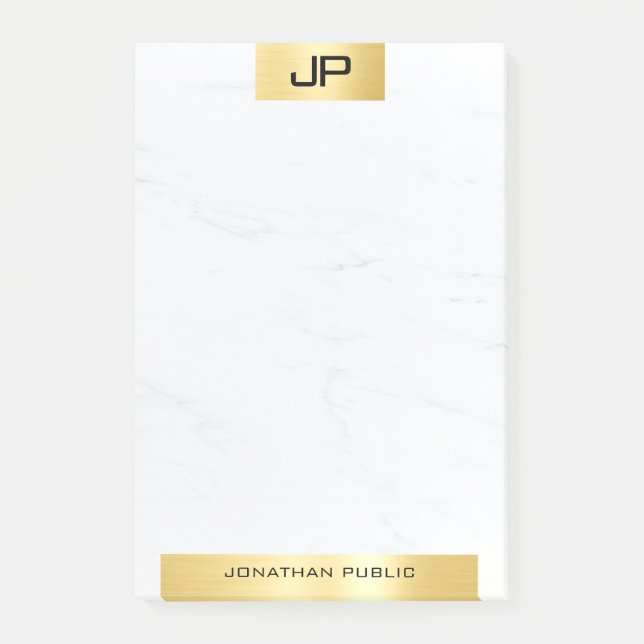 Post-it® Monogramme moderne Elégant Modèle en marbre doré (Devant)