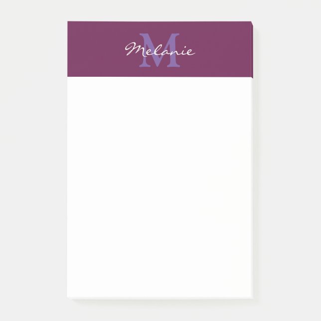 Post-it® Monogramme moderne Fuchsia rose et lavande (Devant)