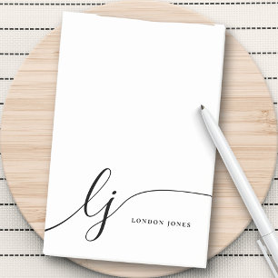Post-it® Monogramme Moderne Minimale Feminine Noir et Blanc